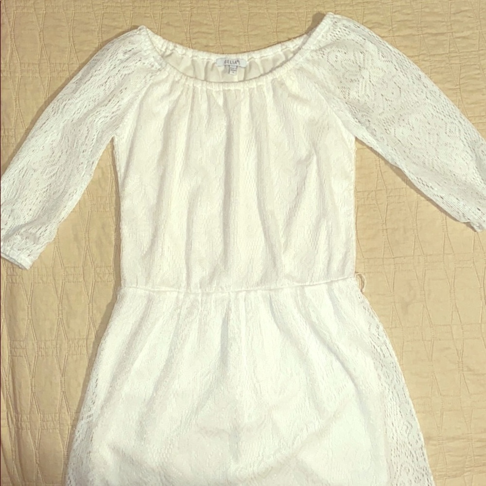 White Laced Mid-Sleeve Dress